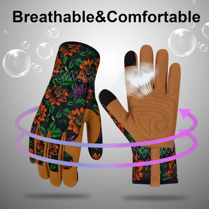 MERTURN Store Leather Gardening Gloves for Women Thorn Proof Garden Gloves Touch Screen Working Gloves Gifts,M - Image 4